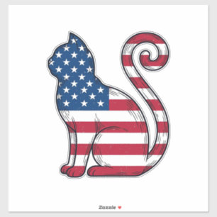 Patriottische kat vintage gravure vector ontwerp_1 sticker