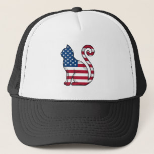Patriottische kat vintage gravure vector ontwerp_1 trucker pet