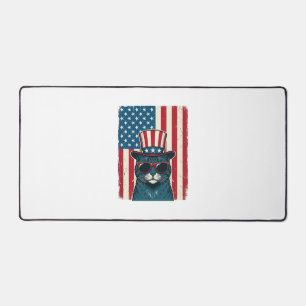 Patriottische Kat Vlag Vintage Gravure Shirt Ontwe Bureaumat