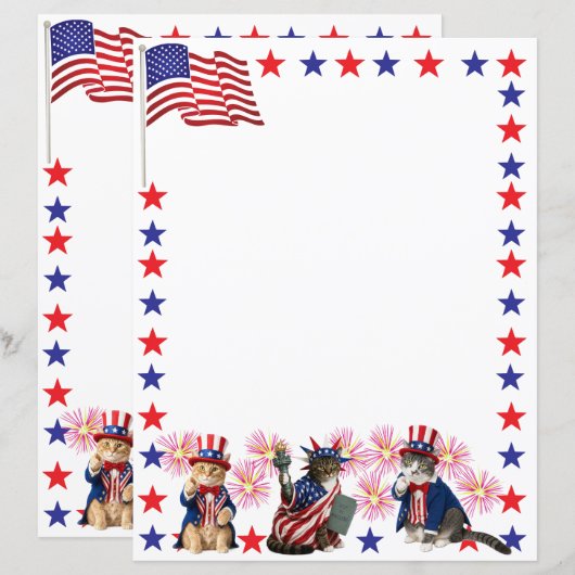 Patriottische katten - Lady Liberty en Oom Sam (Voorkant / Achterkant)