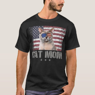 Patriottische katten Mam met zonnebril VS Amerikaa T-shirt