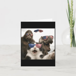 Patriottische Katten Selfie met Bigfoot Dinosaur U Kaart