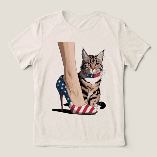 Patriottische Kattenmoeder Tri-Blend Shirt (Design voorkant)
