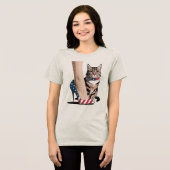 Patriottische Kattenmoeder Tri-Blend Shirt (Voorkant volledig)