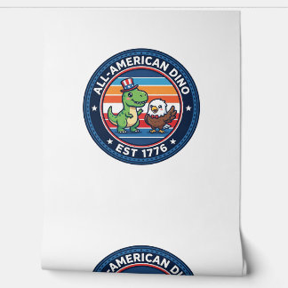 Patriottische Kawaii Dinosaurus All-amerikaanse DI Behang