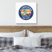 Patriottische Kawaii Dinosaurus All-amerikaanse DI Canvas Afdruk (Insitu (Slaapkamer))