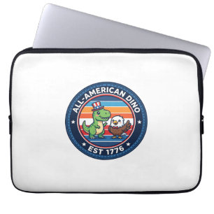 Patriottische Kawaii Dinosaurus All-amerikaanse DI Laptop Sleeve