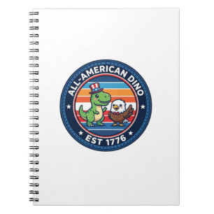 Patriottische Kawaii Dinosaurus All-amerikaanse DI Notitieboek