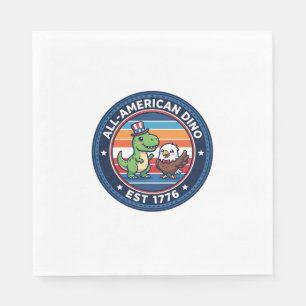 Patriottische Kawaii Dinosaurus All-amerikaanse DI Servet