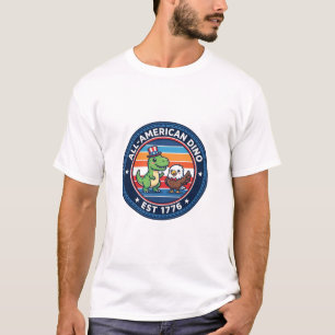 Patriottische Kawaii Dinosaurus All-amerikaanse DI T-shirt