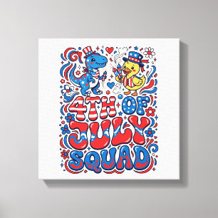 Patriottische Kawaii Dinosaurus Beste Stiefvader O Canvas Afdruk