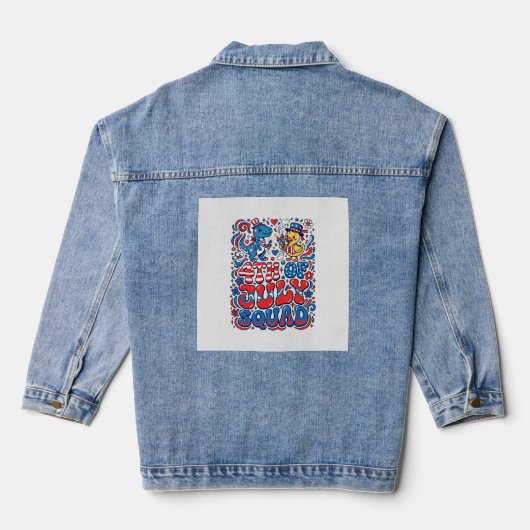 Patriottische Kawaii Dinosaurus Beste Stiefvader O Denim Jacket (Achterkant)