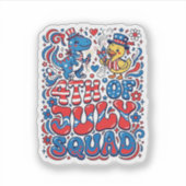 Patriottische Kawaii Dinosaurus Beste Stiefvader O Sticker (Voorkant)