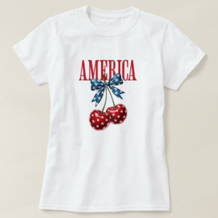 Patriottische Kersen Vlag Strik 4 Juli T-Shirt