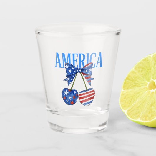 Patriottische Kersenslinger Viering Design Shot Glas (Voorkant)