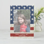 Patriottische Kerst 1 foto Amerikaanse vlag Vertic Feestdagenkaart (Staand voorkant)