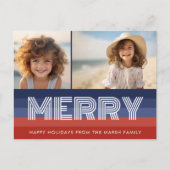 Patriottische kerst 2 foto Amerikaanse vlag Feestdagenkaart (Voorkant)