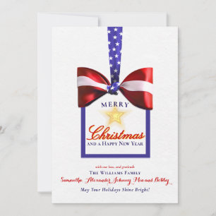 Patriottische Kerst Amerika Vlag Bow 2026 Kalender Feestdagenkaart