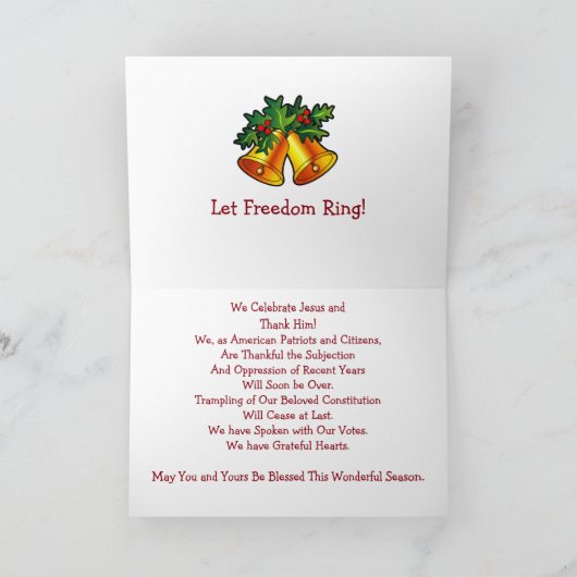 Patriottische kerst Jesus Trump Feestdagen Kaart (Binnen)