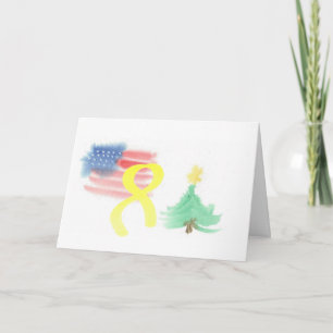 Patriottische kerst Kaart w / geel lint
