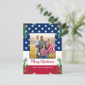 Patriottische kerst Militaire Foto Amerikaanse vla Feestdagenkaart (Staand voorkant)