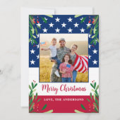Patriottische kerst Militaire Foto Amerikaanse vla Feestdagenkaart (Voorkant)