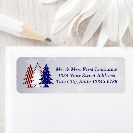 Patriottische kerstbomen etiket (Insitu)