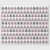 Patriottische Kerstbomen Gelukkige XMAS Cadeaupapier (Vlak)