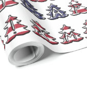 Patriottische Kerstbomen Gelukkige XMAS Cadeaupapier (Rol Hoek)