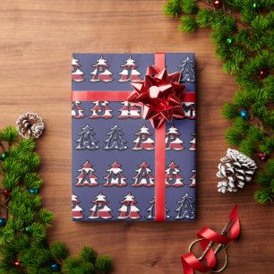 Patriottische Kerstbomen Gelukkige XMAS Cadeaupapier