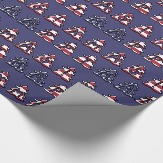 Patriottische Kerstbomen Gelukkige XMAS Cadeaupapier (Hoek)