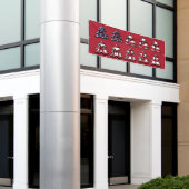 Patriottische Kerstbomen Gelukkige XMAS Spandoek (Buitenkant Gebouw)