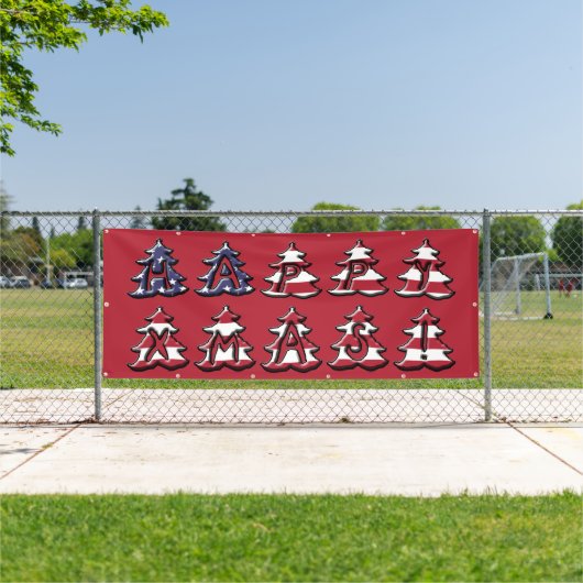 Patriottische Kerstbomen Gelukkige XMAS Spandoek (Insitu)