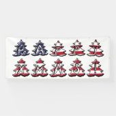 Patriottische Kerstbomen Gelukkige XMAS Spandoek (Horizontaal)