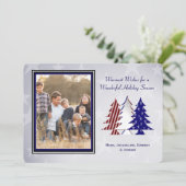 Patriottische kerstbomen met platte kaartgroet feestdagenkaart (Staand voorkant)