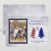 Patriottische kerstbomen met platte kaartgroet feestdagenkaart (Voorkant / Achterkant)