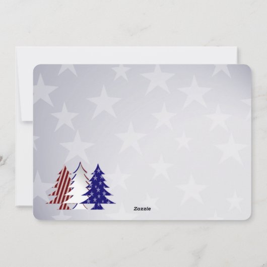 Patriottische kerstbomen met platte kaartgroet feestdagenkaart (Achterkant)