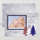 Patriottische kerstbomen met platte kaartgroet feestdagenkaart (Voorkant / Achterkant)