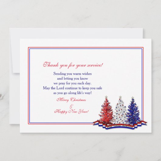 Patriottische kerstbomen, militair bedankkaart (Achterkant)
