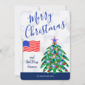 Patriottische kerstboom God zegene Amerika Feestdagenkaart (Voorkant)