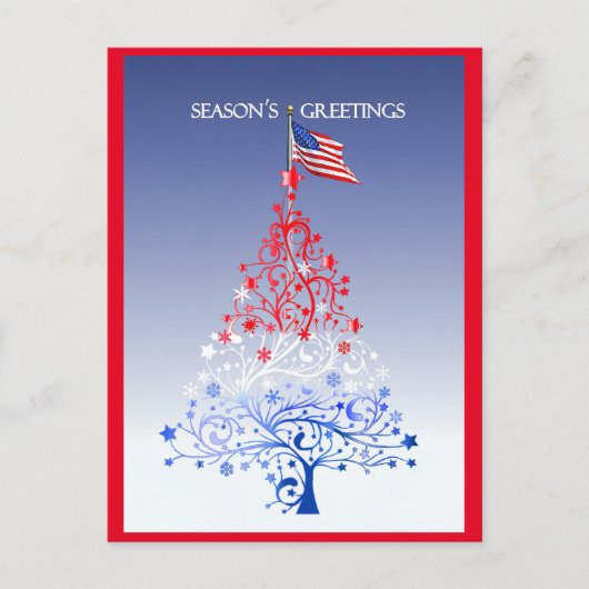 Patriottische Kerstboom met Amerikaanse Vlag Feestdagenkaart (Voorkant)