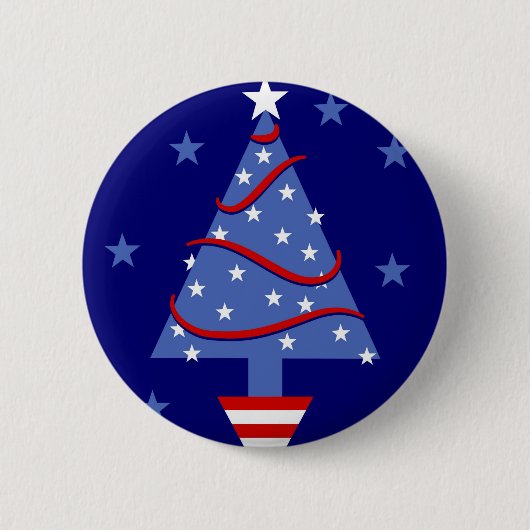 Patriottische kerstboom ronde button 5,7 cm (Voorkant)