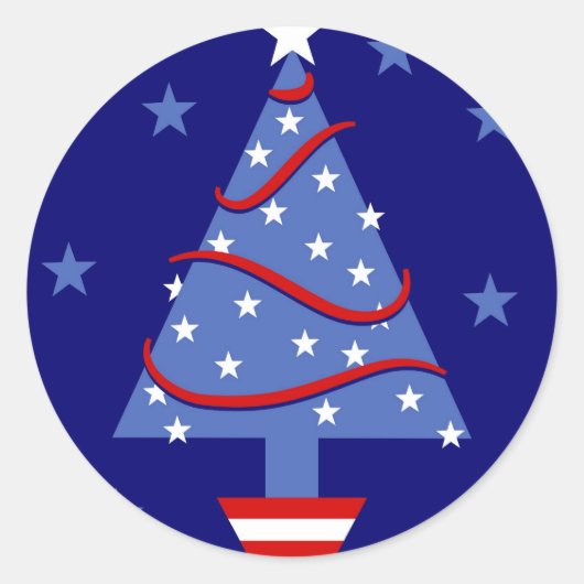 Patriottische kerstboom ronde sticker (Voorkant)