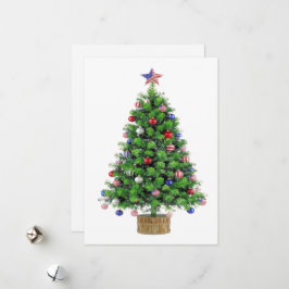Patriottische Kerstboom rood wit blauw VS trots Feestdagenkaart