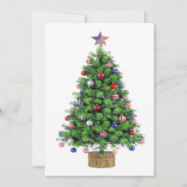 Patriottische Kerstboom rood wit blauw VS trots  Feestdagenkaart