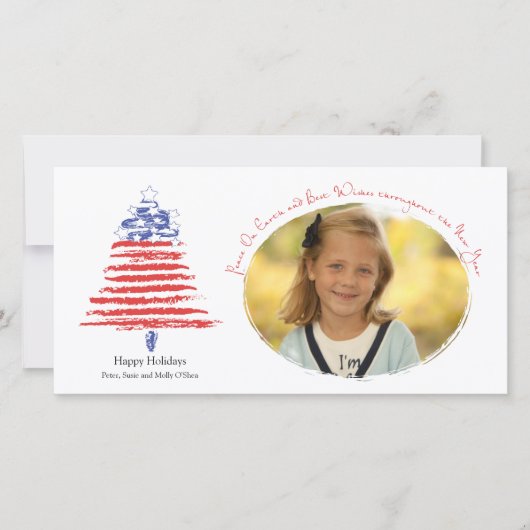 Patriottische kerstboom vakantie Kaart (Voorkant)