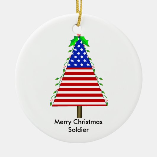 Patriottische kerstboomversiering voor Soldaat Keramisch Ornament (Voorkant)