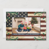 Patriottische kerstfoto  Amerikaanse vlag Feestdagenkaart (Voorkant)