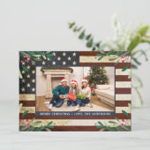 Patriottische kerstfoto  Amerikaanse vlag Feestdagenkaart (Staand voorkant)
