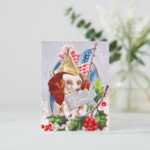 Patriottische kersthond feestdagenkaart (Staand voorkant)